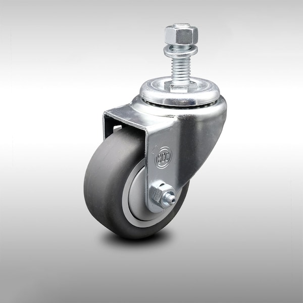 3.5 Inch SS Thermoplastic Rubber Wheel Swivel 12mm Threaded Stem Caster SCC